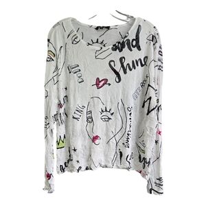 CHARLIE B Graphic White With Multi Colorful Designs, Medium